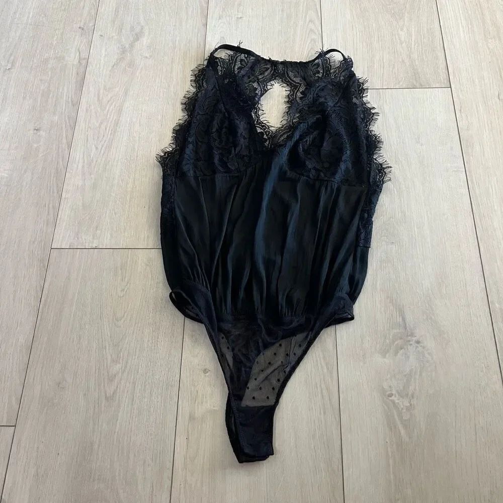 Free people Black Lace Body Suit size S